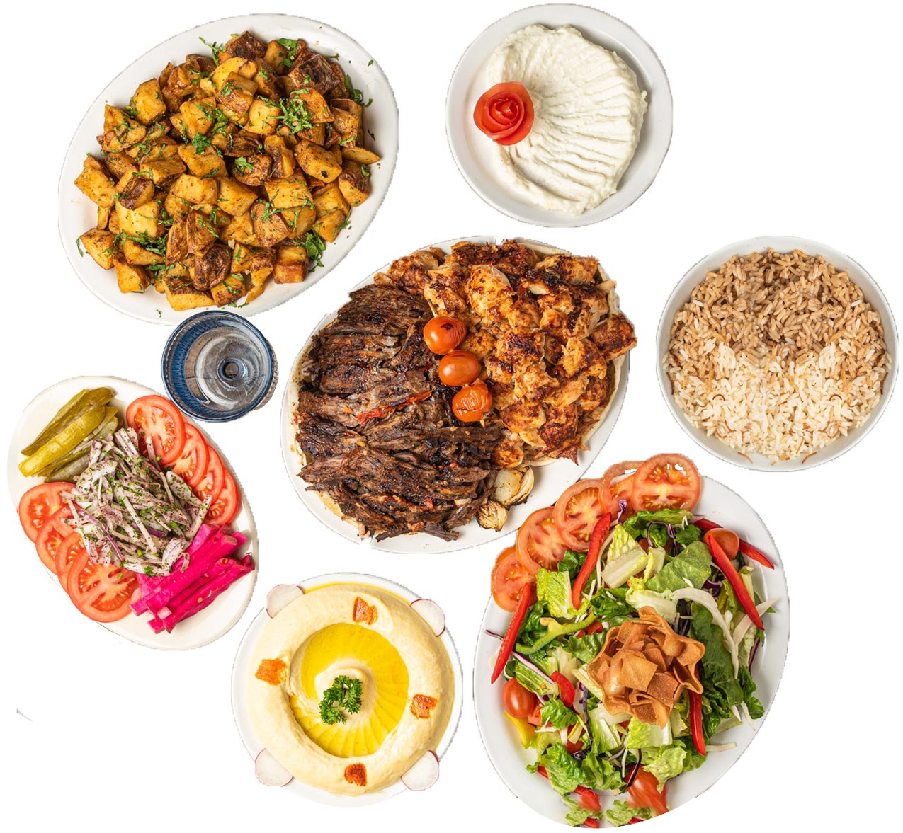 Shawarma Palace Ottawa family platter with chicken, beef and fresh sides
