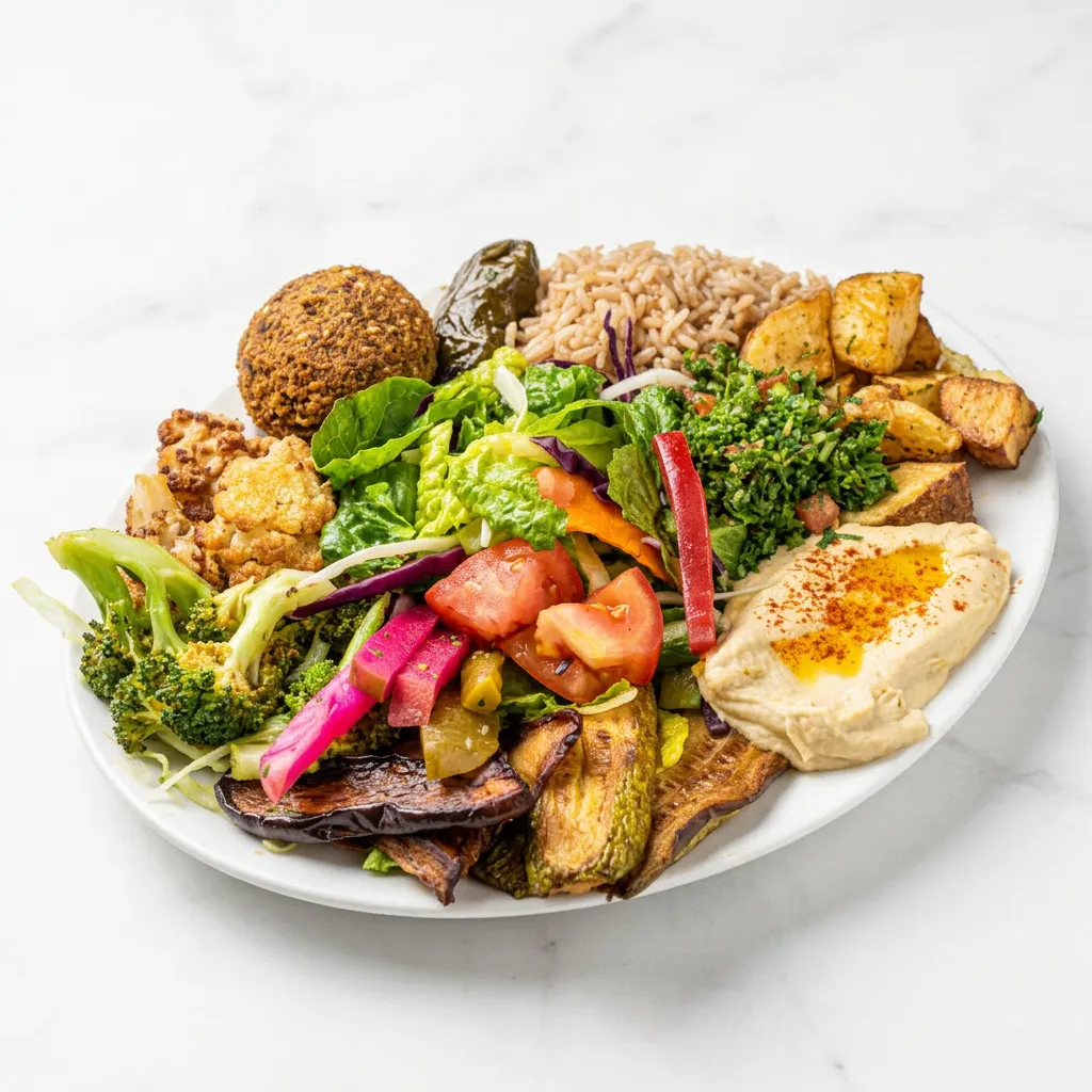 Vegetarian platter Ottawa with falafel, hummus, salad and rice